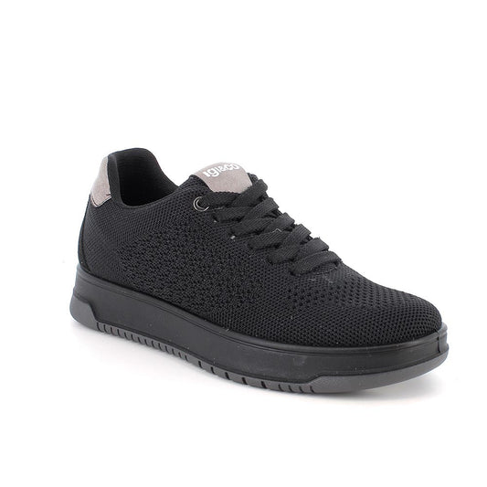 Sneakers IGI&CO scarpa donna MADE IN ITALY in tessuto Flyknit elasticizzato nero