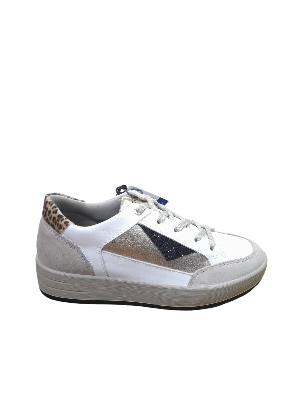 Sneakers IGI&CO scarpa da donna MADE IN ITALY in pelle/nappa bianco e camoscio beige