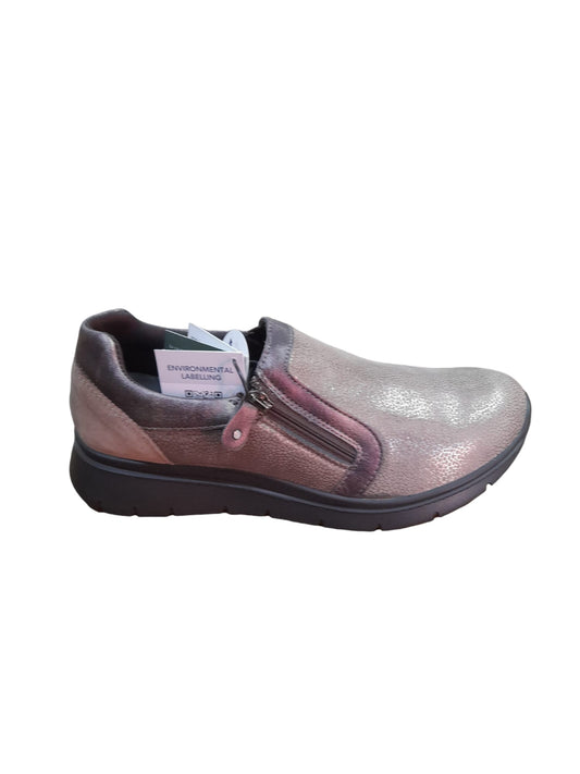 Sneaker ENVAL SOFT scarpa da donna con cerniera MADE IN ITALY tessuto flyknit taupe