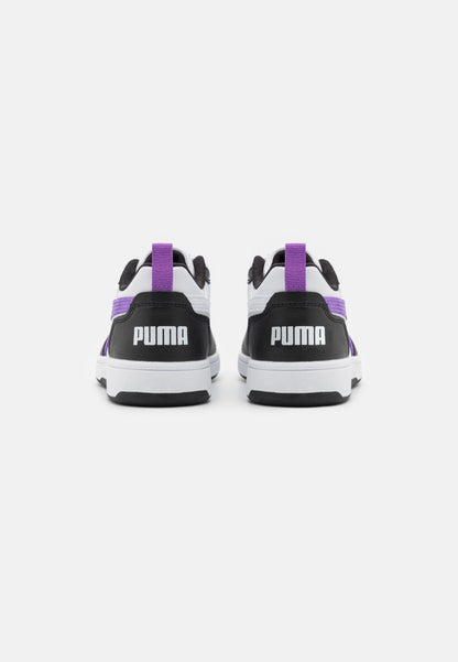 Puma Rebound V6 Lo BOUNCY SKY AC + PS scarpa da bambina in pelle nera e bianca