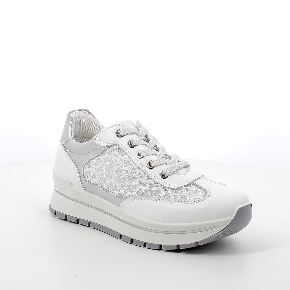 Sneakers IGI&CO scarpa sportiva MADE IN ITALY da donna in pelle/nappa e rete bianco