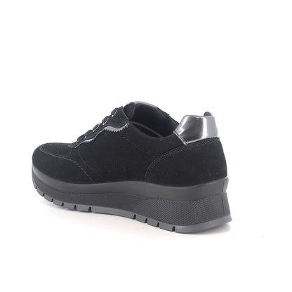 Sneakers IGI&CO scarpa donna MADE IN ITALY in camoscio crosta nero