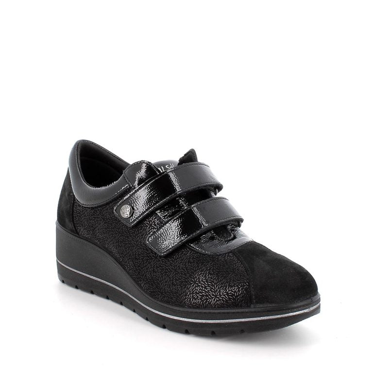 Linea confort ENVAL SOFT scarpa donna MADE IN ITALY in tessuto tekfit e camoscio nero
