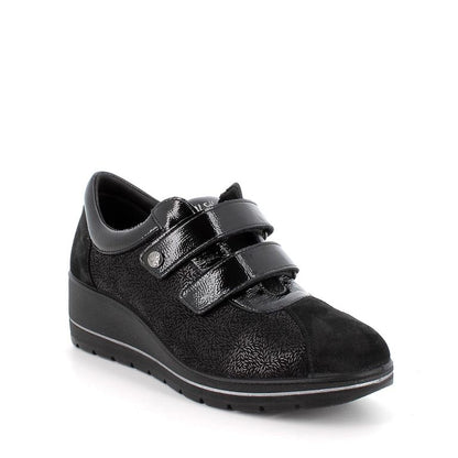 Linea confort ENVAL SOFT scarpa donna MADE IN ITALY in tessuto tekfit e camoscio nero