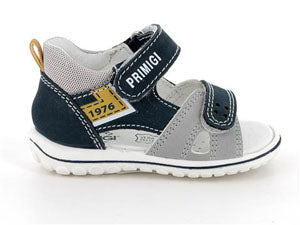Sandalo PRIMIGI scarpa da bambino PRIMI PASSI in nabuk blu e grigio