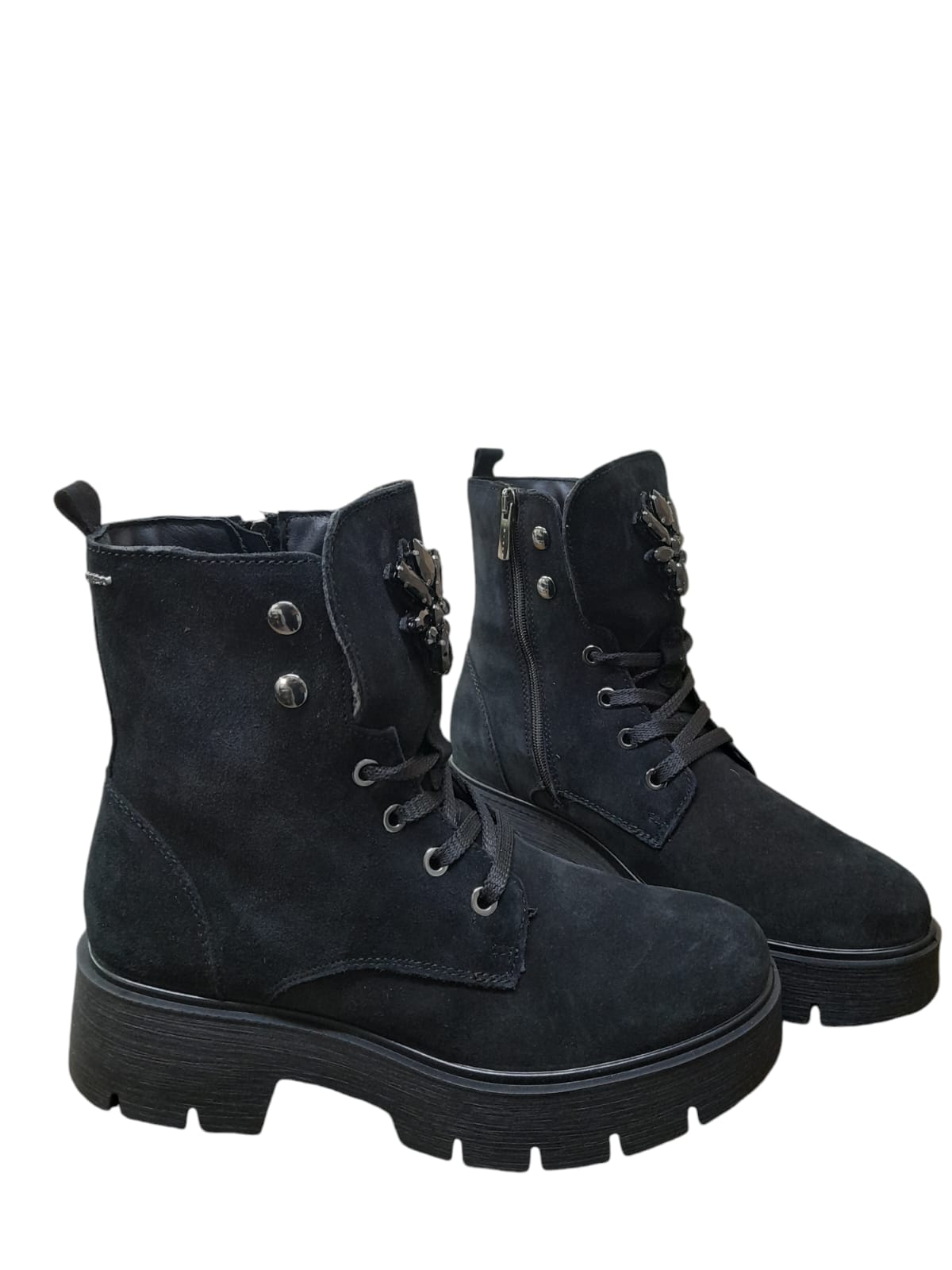 Anfibio IGI&CO scarponcino donna MADE IN ITALY in scamosciato super nero