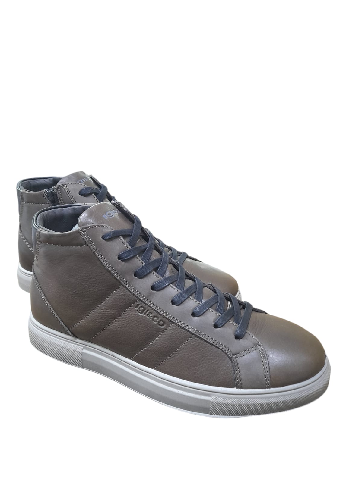 Sneaker IGI&CO scarpa uomo MADE IN ITALY pelle/vitello caffè a colletto alto