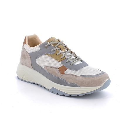 Sneakers IGI&CO scarpa sportiva uomo MADE IN ITALY camoscio e rete beige e perla