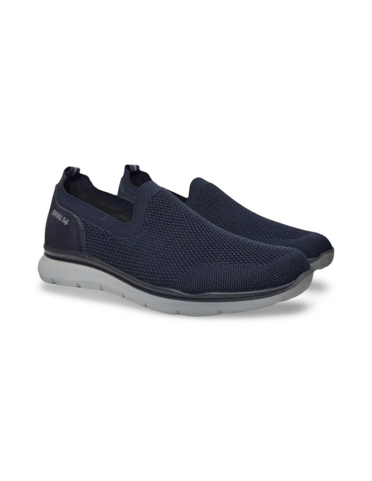 Mocassino ENVAL SOFT scarpa da uomo MADE IN ITALY tessuto elasticizzato Flyknit blu