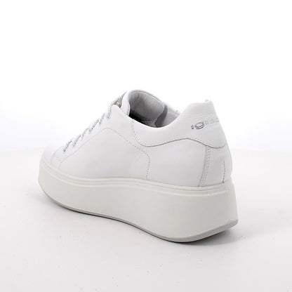Sneakers IGI&CO PLATFORM scarpa donna a zeppa MADE IN ITALY in pelle/nappa bianco