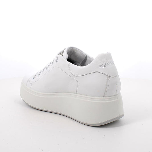 Sneakers IGI&CO PLATFORM scarpa donna a zeppa MADE IN ITALY in pelle/nappa bianco