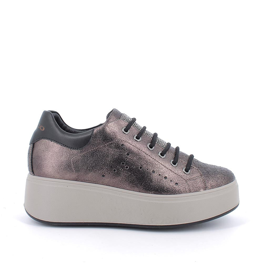 Sneakers IGI&CO PLATFORM scarpa donna a zeppa MADE IN ITALY pelle/vitello bronzo