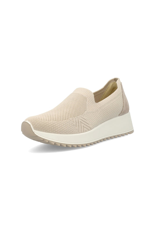 Mocassino ENVAL SOFT scarpa donna MADE IN ITALY tessuto elasticizzato Flyknit crema