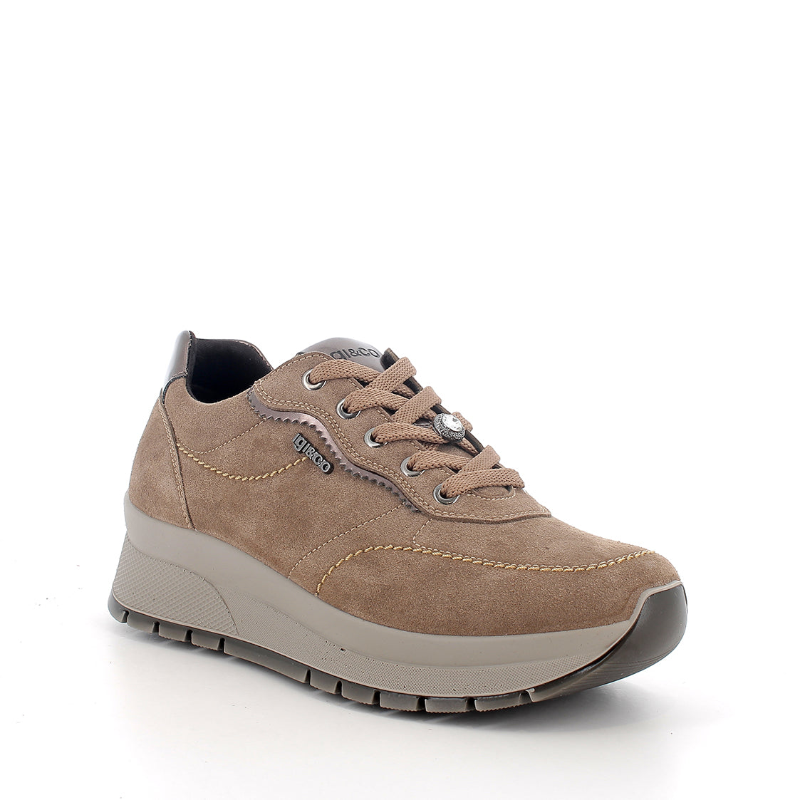 Sneakers IGI&CO scarpa donna MADE IN ITALY in camoscio crosta fango