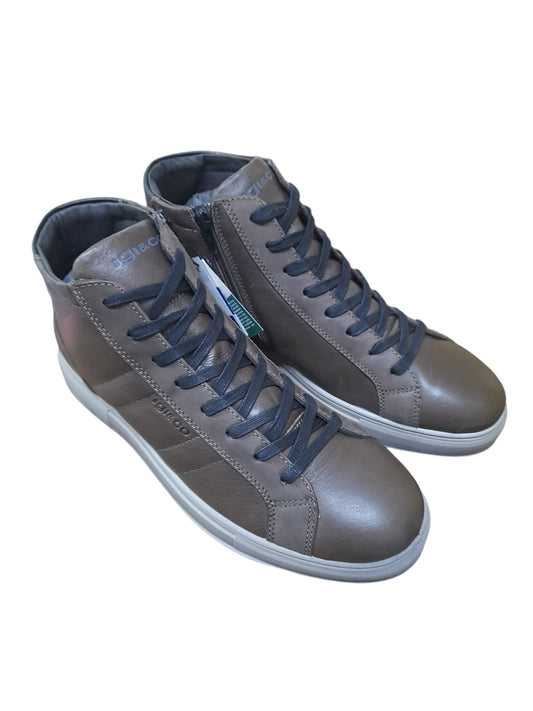 Sneaker IGI&CO scarpa uomo MADE IN ITALY pelle/vitello caffè a colletto alto