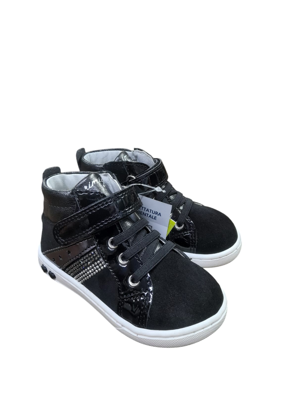 Sneakers PRIMIGI scarpa da bambina Primi Passsi in vernice e camoscio nero