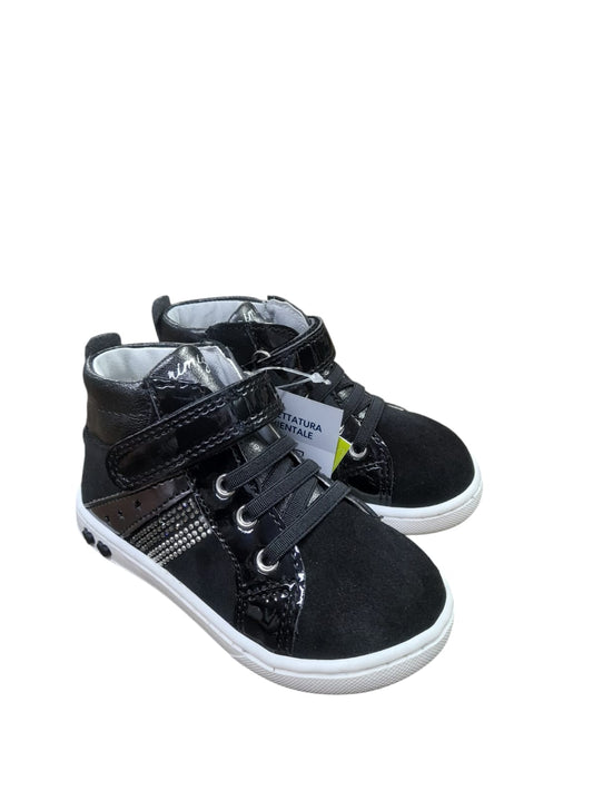 Sneakers PRIMIGI scarpa da bambina Primi Passsi in vernice e camoscio nero