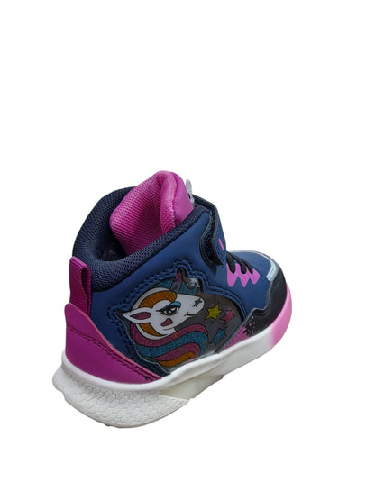 Scarpa PRIMIGI SPORT LIGHTS ginnastica bambina a luci led bambino pelle blu rialzato
