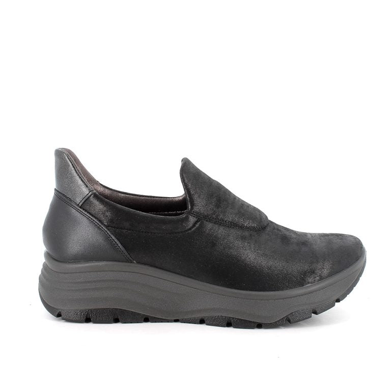 Mocassino ENVAL SOFT scarpa donna MADE IN ITALY in tessuto TEKFIT nero laminato