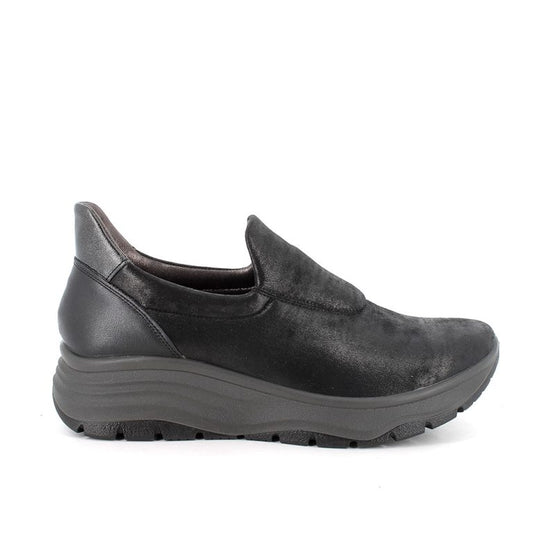 Mocassino ENVAL SOFT scarpa donna MADE IN ITALY in tessuto TEKFIT nero laminato