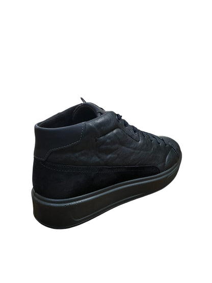 Sneaker IGI&CO scarpa uomo MADE IN ITALY pelle/capra stropicciato nero colletto alto