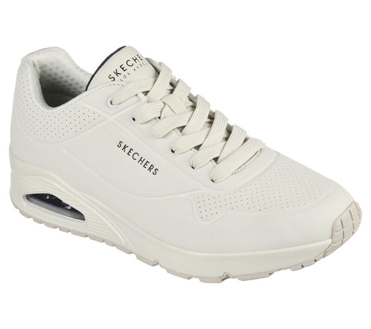 SKECHERS UNO STAND ON AIR scarpa running da uomo beige natural in pelle morbido