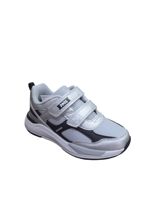 Sneaker PRIMIGI SPORT scarpa ginnastica da bambino in pelle e tela grigio e nero