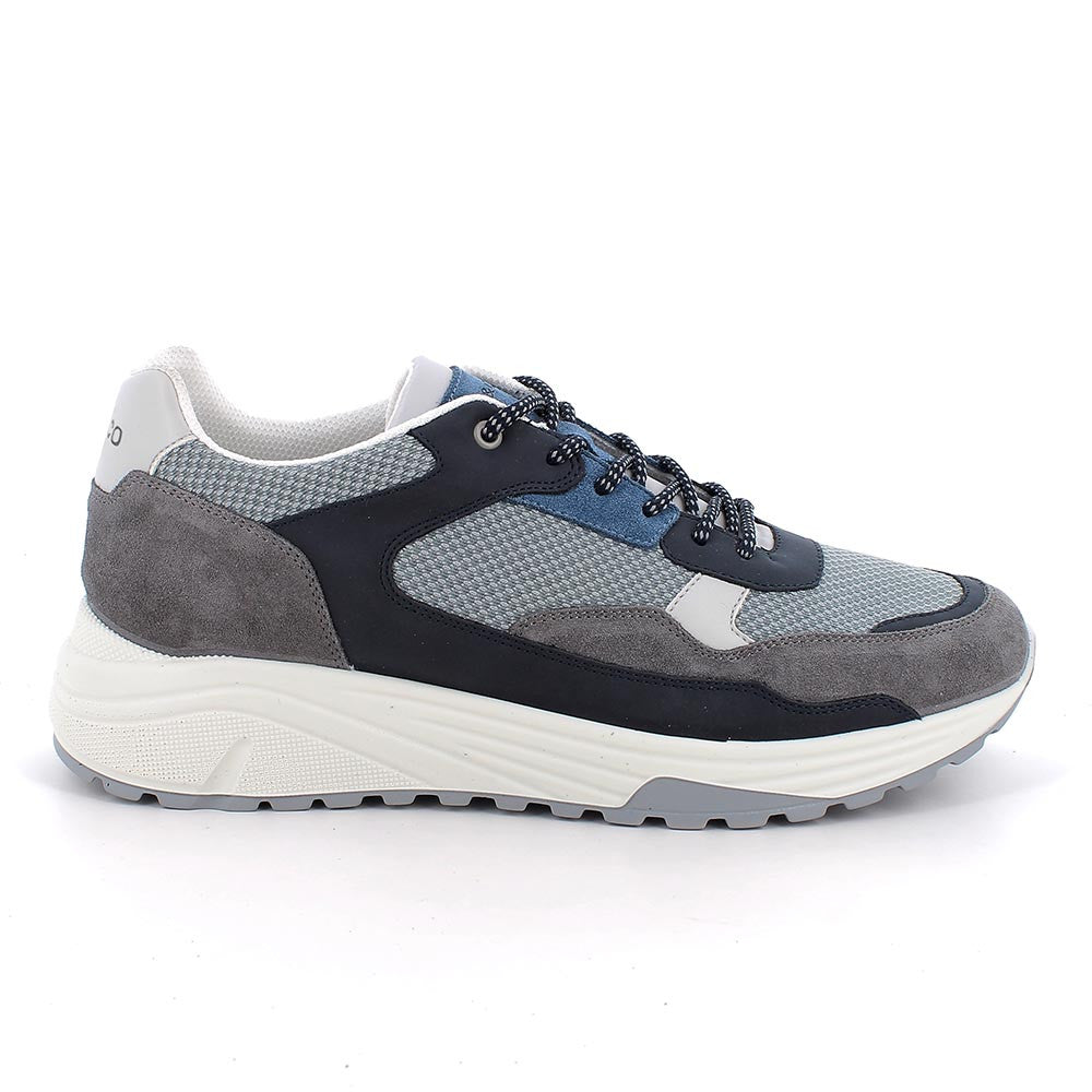 Sneakers IGI&CO scarpa uomo MADE IN ITALY in camoscio special grigio grafite e blu