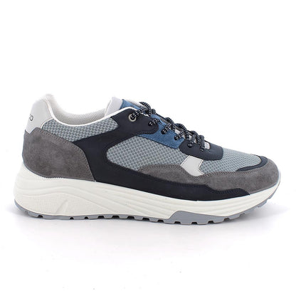 Sneakers IGI&CO scarpa uomo MADE IN ITALY in camoscio special grigio grafite e blu