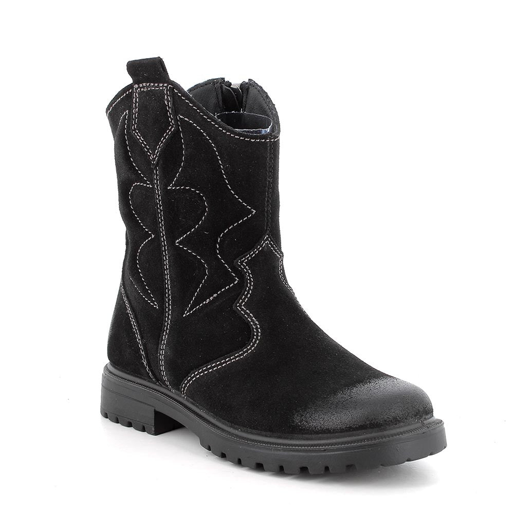 Stivale Texano PRIMIGI scarpa da bambina in scamosciato invecchiato nero