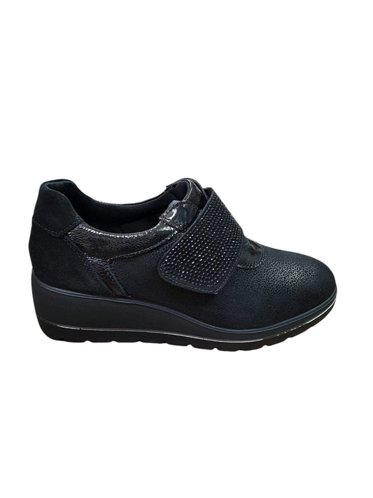 Sneaker ENVAL SOFT scarpa donna Linea confort MADE IN ITALY camoscio elastico nero