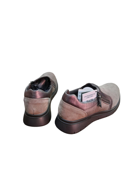 Sneaker ENVAL SOFT scarpa da donna con cerniera MADE IN ITALY tessuto flyknit taupe