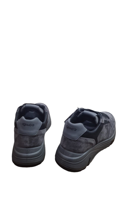 Sneaker IGI&CO scarpa uomo MADE IN ITALY camoscio grigio scuro con MEMORY FOAM