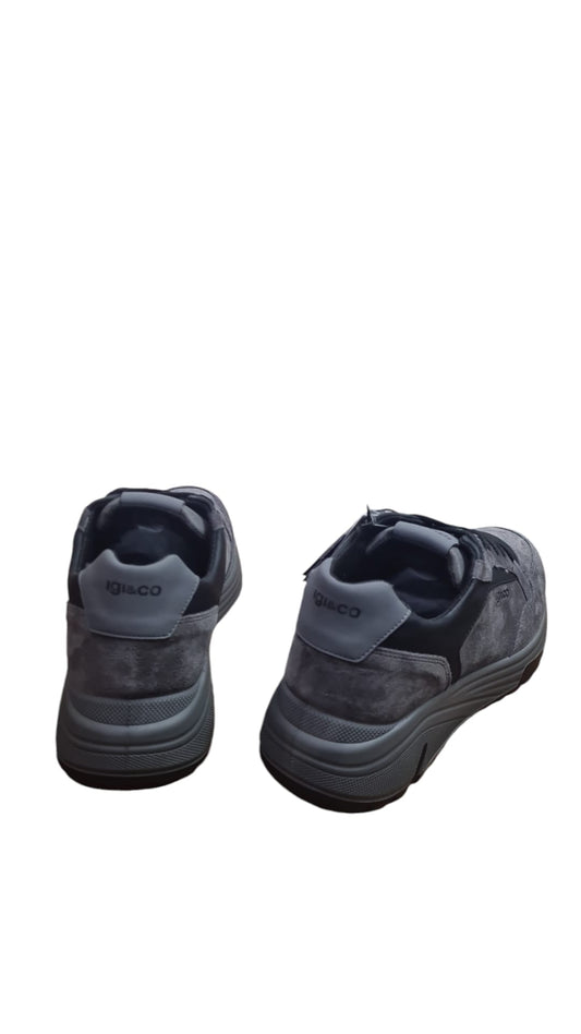 Sneaker IGI&CO scarpa uomo MADE IN ITALY camoscio grigio scuro con MEMORY FOAM