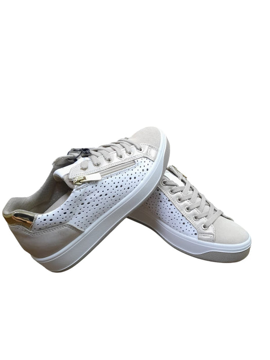 Sneakers IGI&CO scarpa sportiva donna MADE IN ITALY pelle di nappa bianco e camoscio