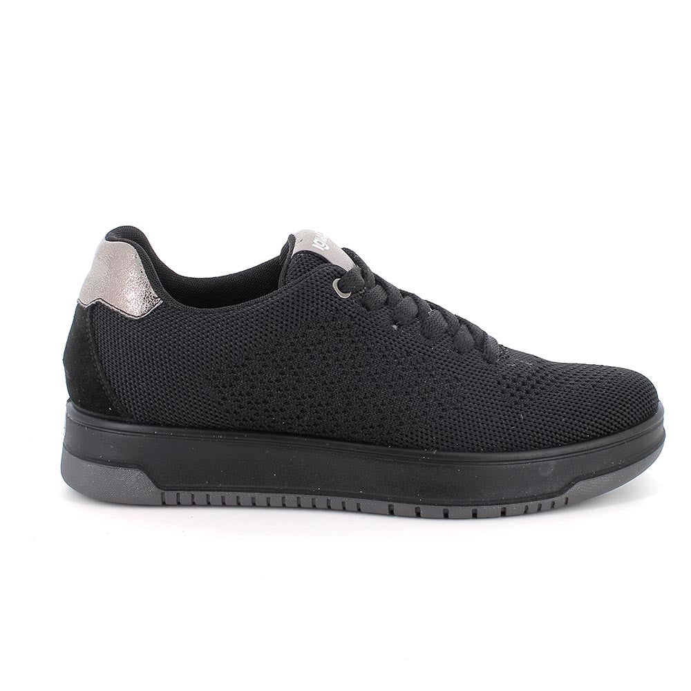 Sneakers IGI&CO scarpa donna MADE IN ITALY in tessuto Flyknit elasticizzato nero