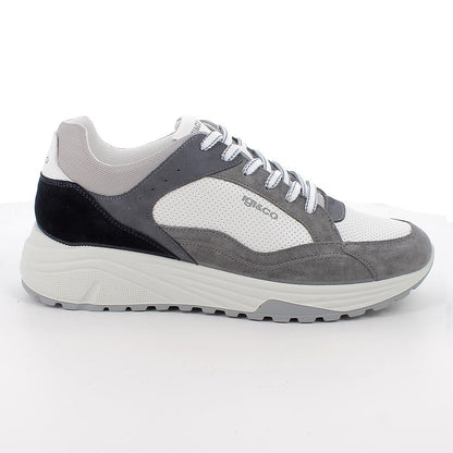 Sneakers IGI&CO scarpa sportiva uomo MADE IN ITALY in camoscio grigio e pelle bianco