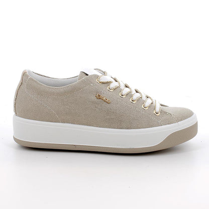 Sneakers IGI&CO scarpa donna MADE IN ITALY in tessuto laminato beige