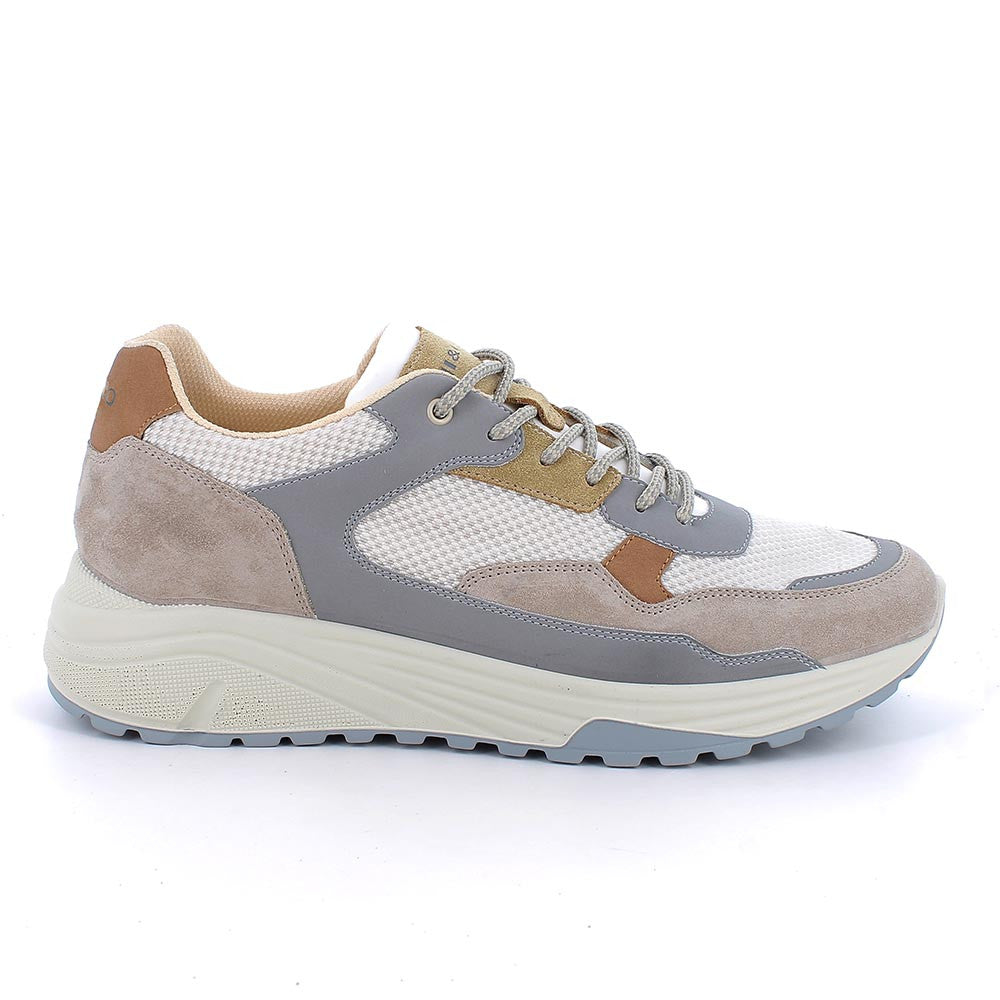 Sneakers IGI&CO scarpa sportiva uomo MADE IN ITALY camoscio e rete beige e perla