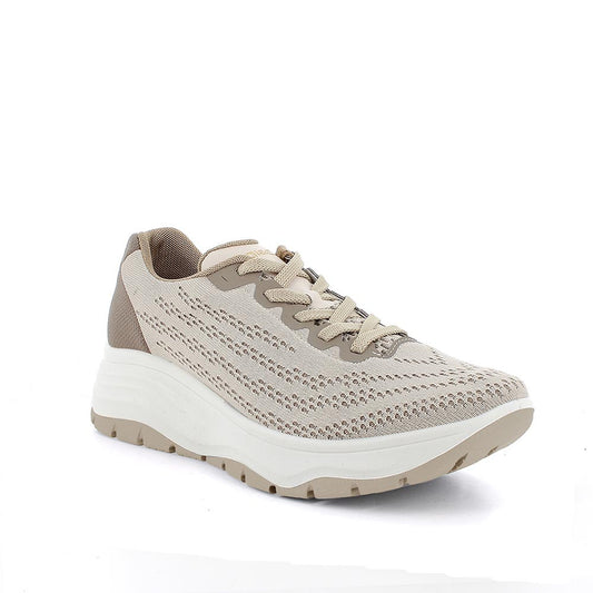 Sneakers IGI&CO scarpa donna MADE IN ITALY tessuto flyknit elasticizzato sabbia