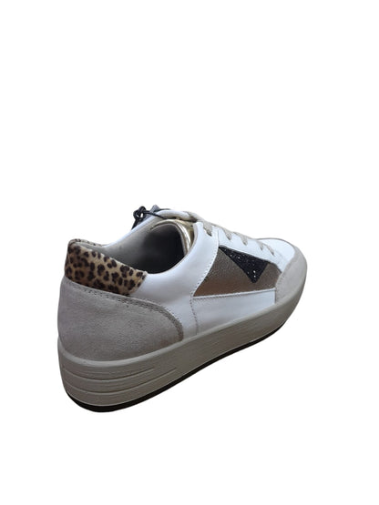 Sneakers IGI&CO scarpa da donna MADE IN ITALY in pelle/nappa bianco e camoscio beige