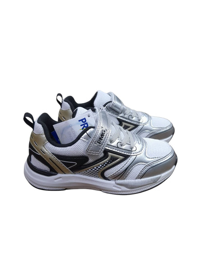 Sneaker PRIMIGI SPORT scarpa ginnastica da bambino in pelle e tela grigio e nero