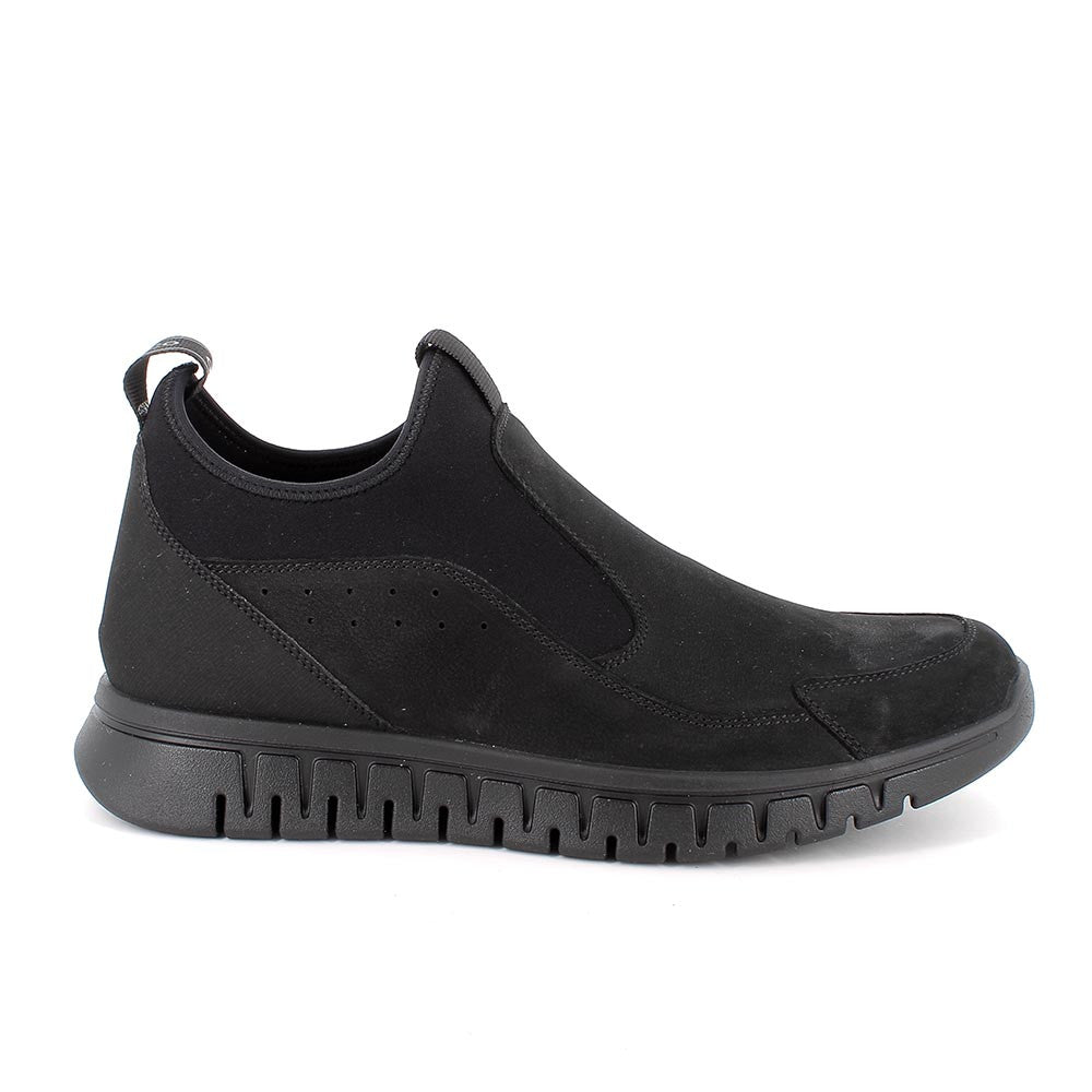 Mocassino IGI&CO scarpa uomo MADE IN ITALY in nabuk gum nero Slip-on mezzo colletto