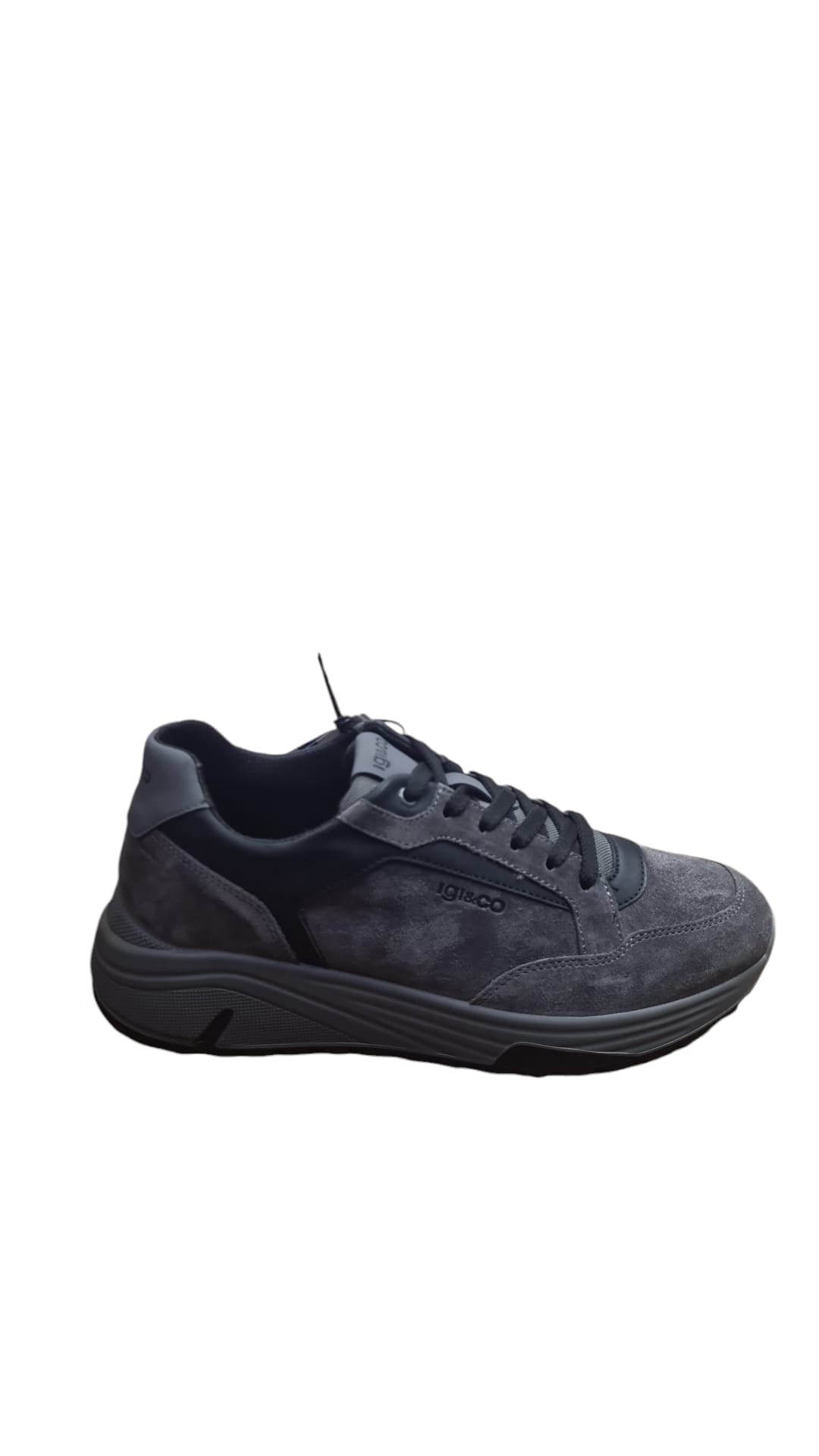 Sneaker IGI&CO scarpa uomo MADE IN ITALY camoscio grigio scuro con MEMORY FOAM