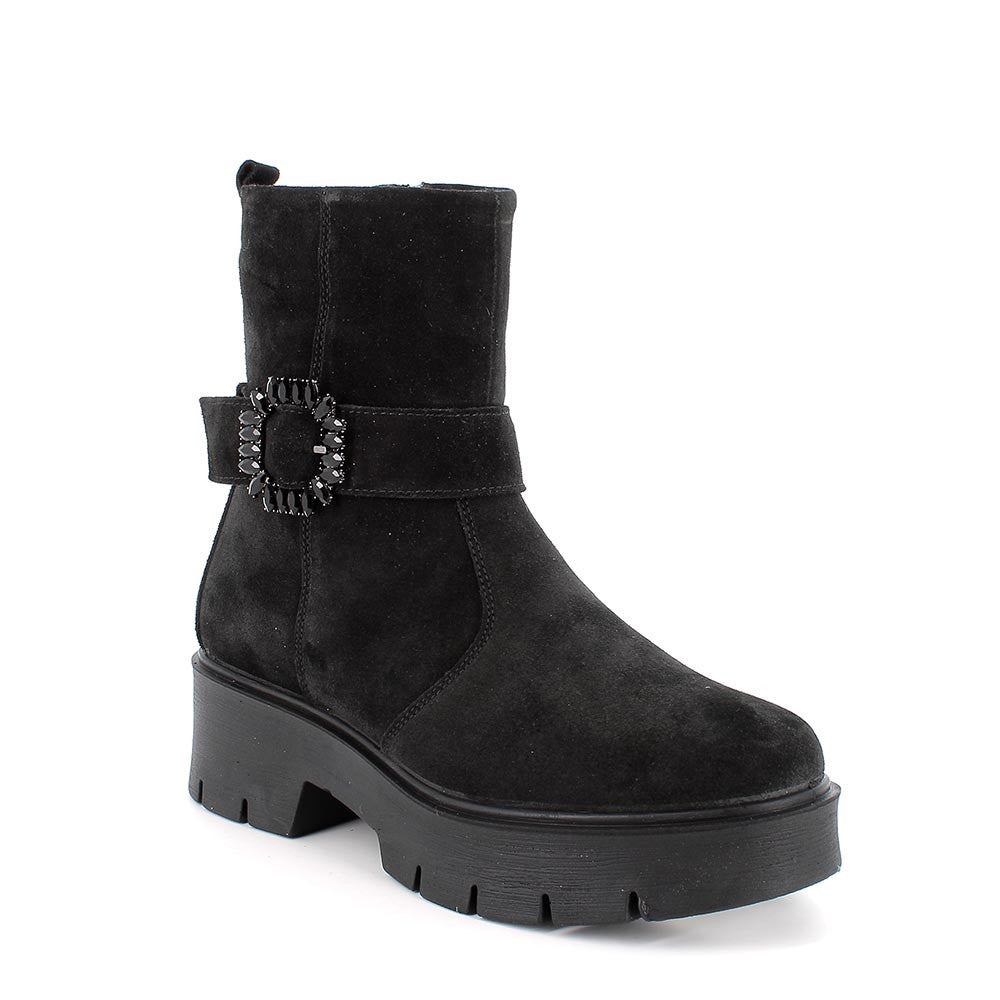 Tronchetto IGI&CO Stivale donna MADE IN ITALY in camoscio super nero