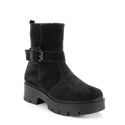 Tronchetto IGI&CO Stivale donna MADE IN ITALY in camoscio super nero