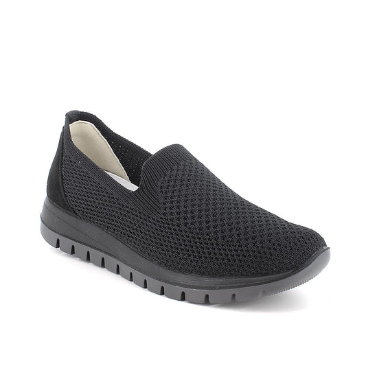 Mocassino IGI&CO scarpa donna MADE IN ITALY in tessuto Flyknit elasticizzato nero