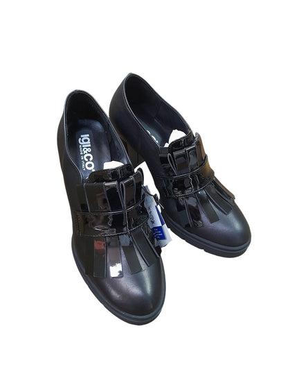 Mocassino/scarpotto IGI&CO scarpa donna a tacco MADE IN ITALY in pelle/vitello nero