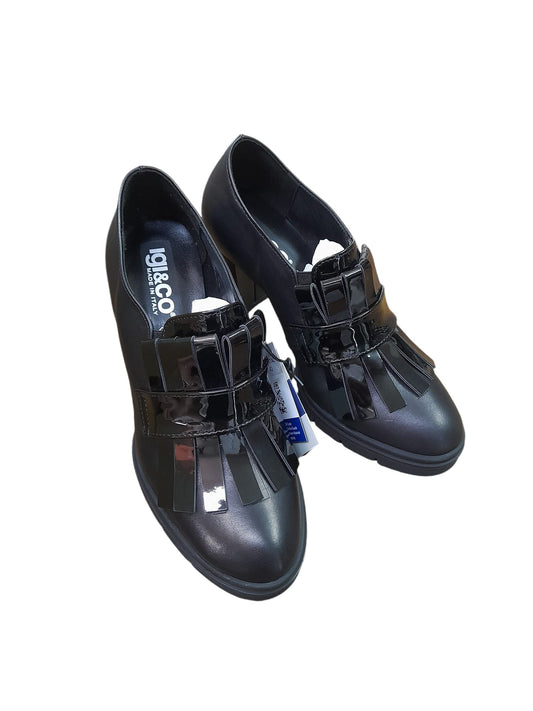 Mocassino/scarpotto IGI&CO scarpa donna a tacco MADE IN ITALY in pelle/vitello nero