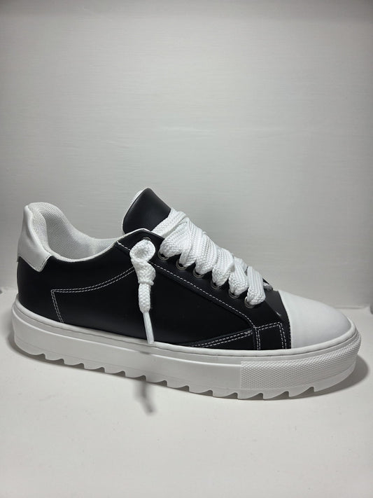 Sneakers uomo Top punta pelle nera MVshoes calzature MADE IN ITALY